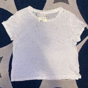 Sheer crop top with distressed detailing